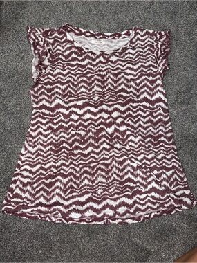 Maurices Maroon and White Zigzag Tank Top